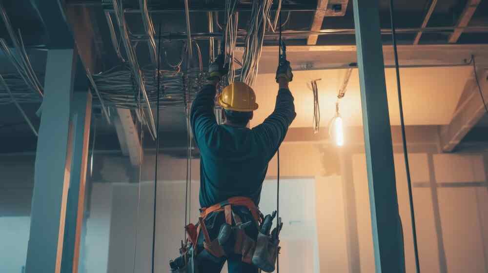 Electrician working on electrical wiring. Blackhorse Electrical, London.